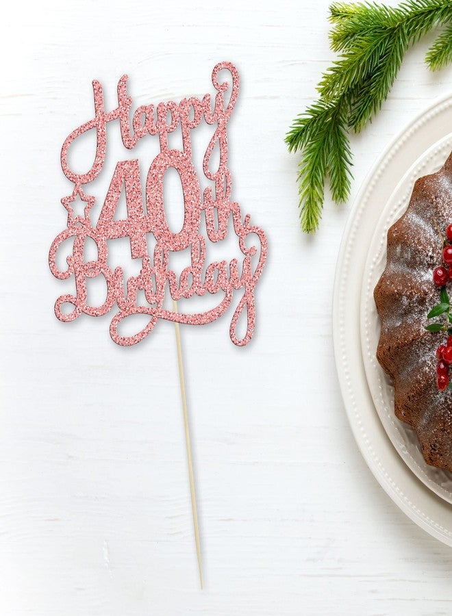 Ephlyn 1 Pack Happy 40th Birthday Cake Topper Rose Gold Glitter 40 & Fabulous Cheers to 40 Years Old 40th Birthday Cake Pick for Celebrating 40th Birthday Anniversary Party Cake Decorations Supplies - Image 3